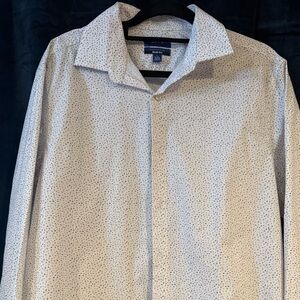 Apt. 9 White Dress Shirt with Black Dots